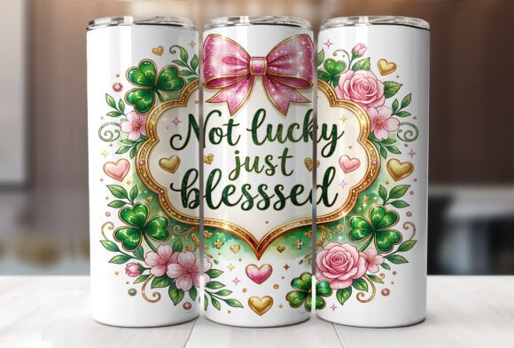 20oz Not Lucky Just Blessed Tumbler Wrap Graphics