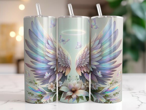 Angel Wings 20oz Skinny Tumbler Wrap: Graphics & Tumbler Wraps