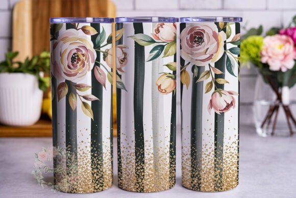 Blush Rose Gold Glitter Tumbler Wraps: Graphics for Branding