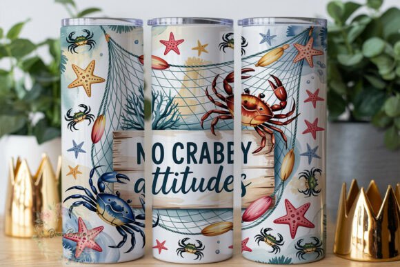 Coastal Crabs Starfish 20oz Tumbler Wrap Graphics