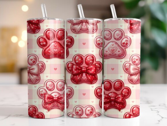 Coquette Dog Paw Valentine: Tumbler Wraps & Graphics