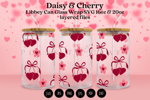 Daisy Cherry Valentine Tumbler Wraps & Graphics