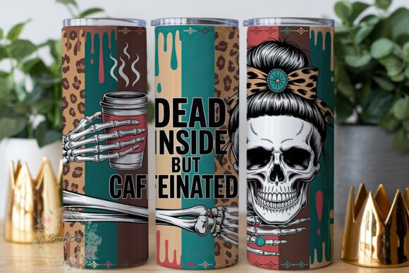 Dead Inside Caffeinated Skull Wrap PNG