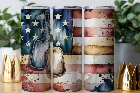 Distressed Flag Dog Tag Tumbler Wraps