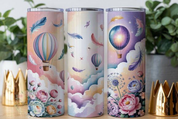 Dreamy Hot Air Balloon 20oz Tumbler Wrap Graphics