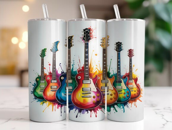 Electric Guitar 20oz Skinny Tumbler Wrap Graphics