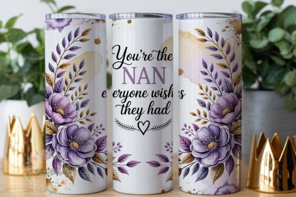 Elegant Purple Floral Nan 20oz Tumbler Graphics