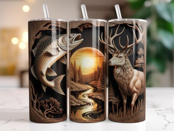 Engraved Fishing Wildlife Tumbler Wrap: Graphics for Brand Storytelling