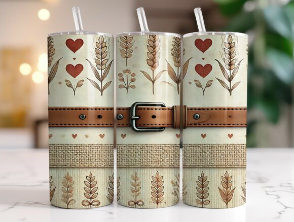 Farmhouse Valentine Wheat Heart Tumbler Wraps