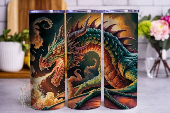 Fierce Dragon Art 20oz Tumbler Wrap Graphics for Local Branding