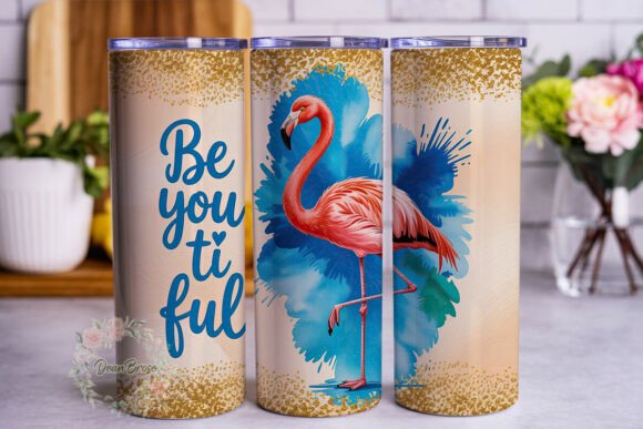 Flamingo Be You Tiful Graphics for Tumbler Wraps