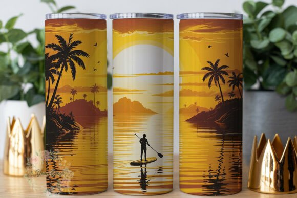 Golden Sunset Paddleboard 20oz Tumbler W Graphics