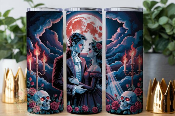 Gothic Vampire Couple Tumbler Wrap Graphics