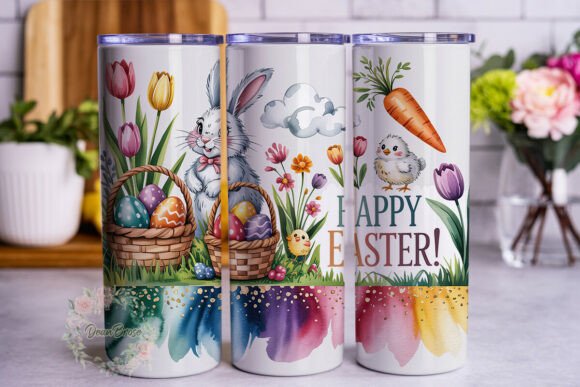 Happy Easter Bunny Chick Tumbler Wraps Graphics