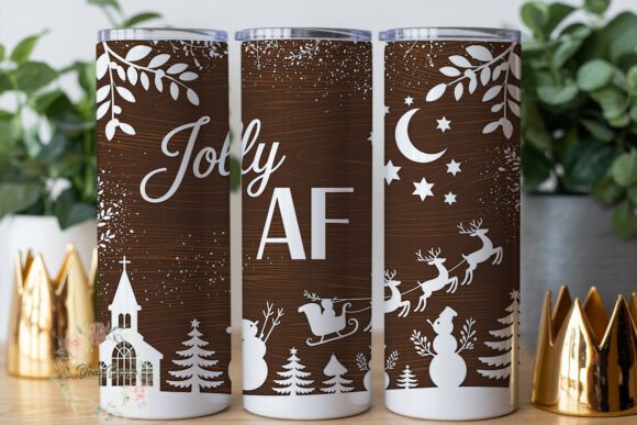 Jolly AF Winter Village Tumbler Design Graphics