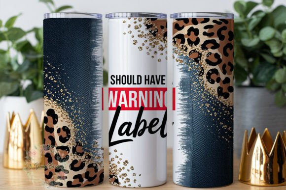 Leopard Denim Glitter Tumbler Wrap Graphics