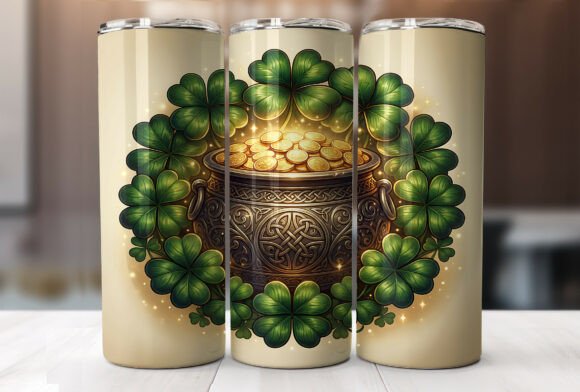 Lucky Shamrock Gold Cauldron: Tumbler Wraps Graphics Review