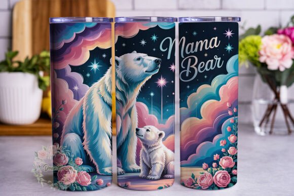 Mama Bear Cub Dream Sky: Graphics for Tumbler Wraps