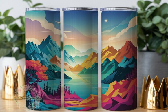 Mountain Lake Nature 20oz Tumbler Wrap Graphics