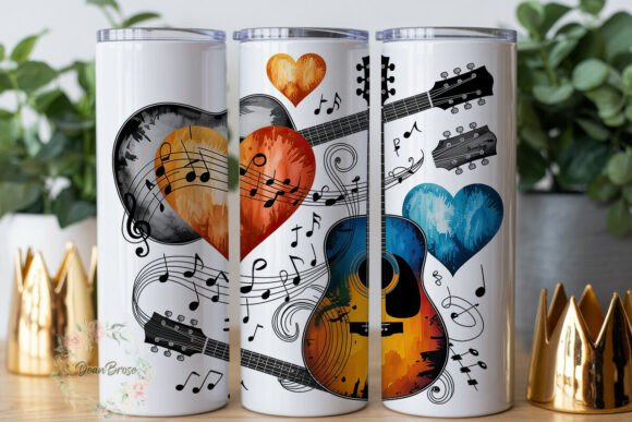 Musical Guitars Heart 20oz Tumbler Wrap Graphics