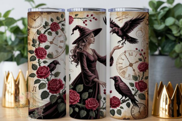 Mystic Witch Roses 20oz Tumbler Wrap Graphics