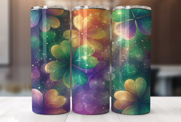 Mystical Lucky Shamrock Glow Tumbler Wraps Graphics