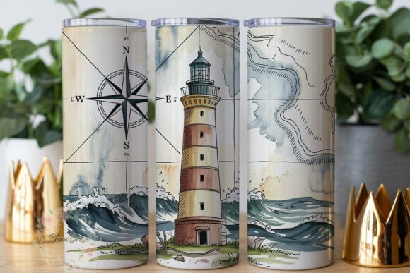 Nautical Lighthouse Map 20oz Tumbler Graphics
