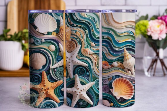 Ocean Quilling Art 20oz Tumbler Wrap Graphics & Tumbler Wraps