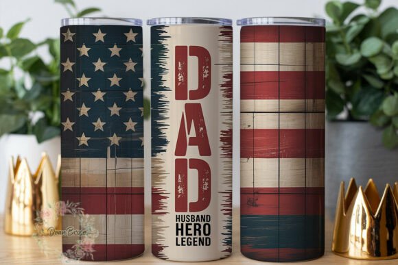 Patriotic Distressed Dad 20oz Wrap Graphics