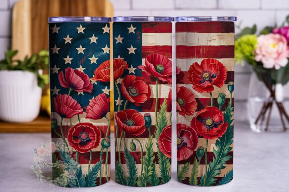 Patriotic Poppy 20oz Tumbler Wrap: Graphics for Tumbler Wraps