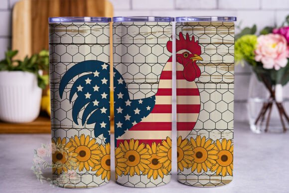 Patriotic Rooster Sunflower 20oz Wrap: Graphics & Tumbler Wraps Review