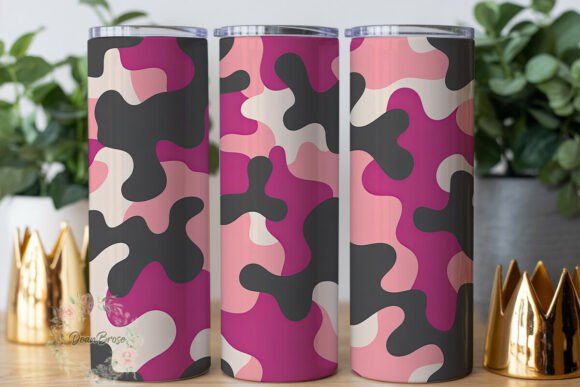 Pink Grey Camo Tumbler Wrap Graphics