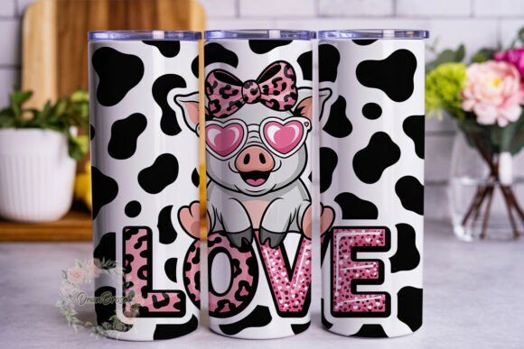 Pink Pig LOVE Glitter Tumbler Wrap Graphics Review