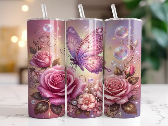 Rose Floral Tumbler Wrap Sublimation