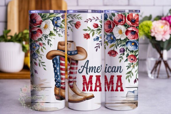 Rustic American Mama Floral: Tumbler Wraps Graphics Review
