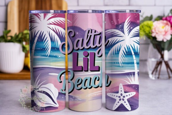 Salty Beach Vibes Gradient Tumbler Wrap for Branding Graphics