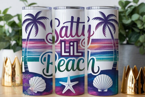 Salty Lil Beach Summer 20oz Tumbler Wrap Graphics