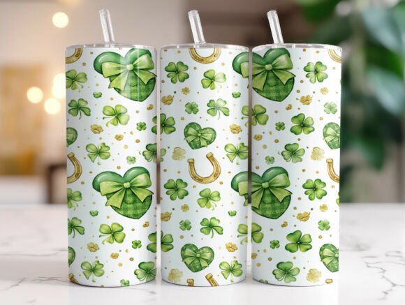 St Patrick’s Day Lucky Clover Tumbler Graphics for Tumbler Wraps
