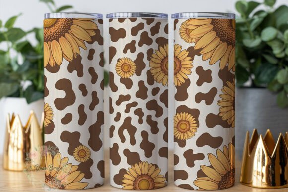 Sunflower Cowhide Print 20oz Tumbler Graphics