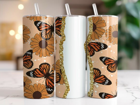 Sunflower Monarch Butterfly Tumbler Wrap Graphics Review