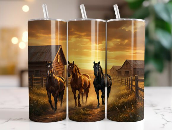 Western Horse Tumbler Wrap Graphics for Brands